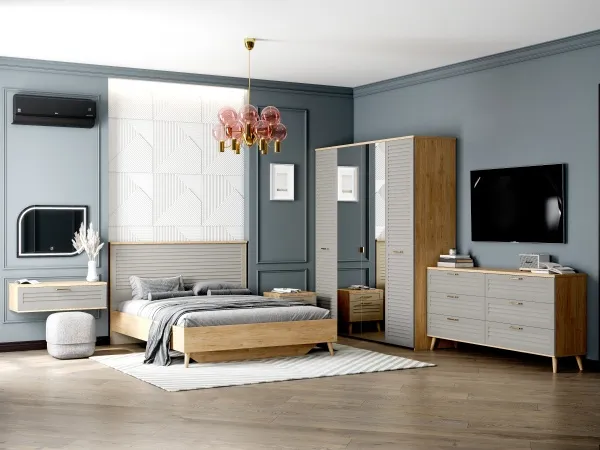 Тумба подвесная 1 ящ "Гавана" спальня Светло-серая